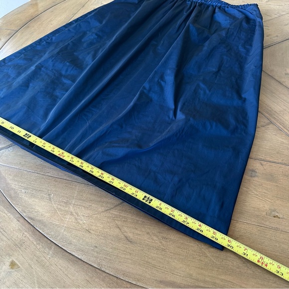 Katharina Hovman Taffeta Skirt Midi Marine Blue Elastic Waist Pocket Purist US12 - Picture 10 of 11